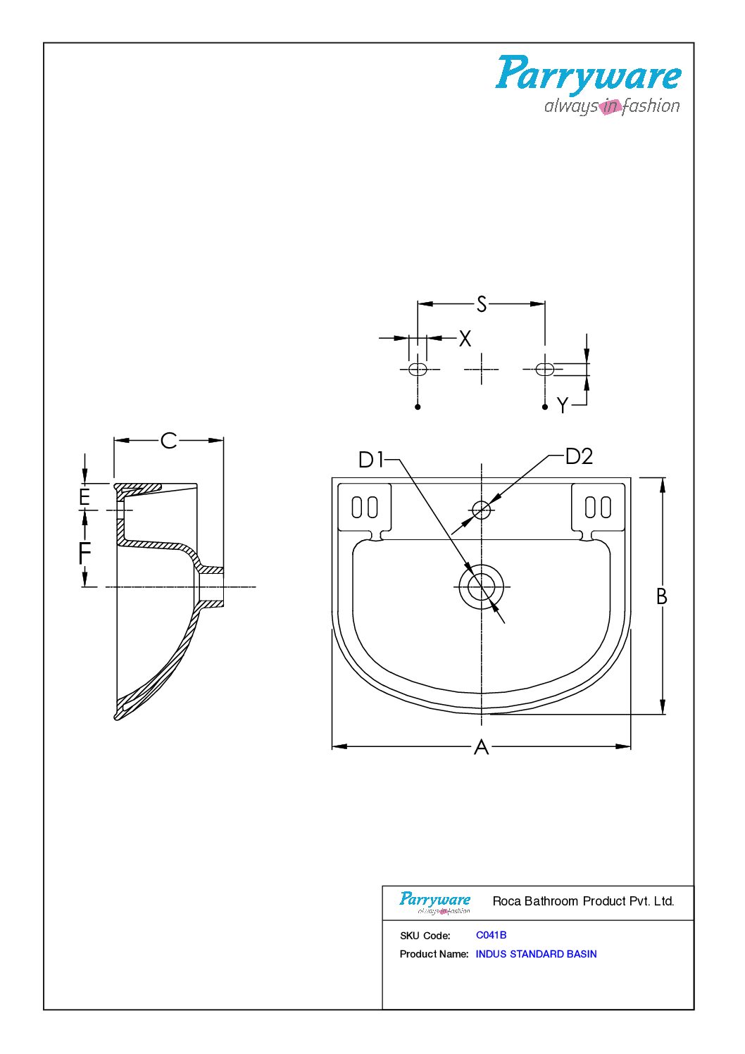 INDUS STANDARD - Wall Hung Basin - Image 2