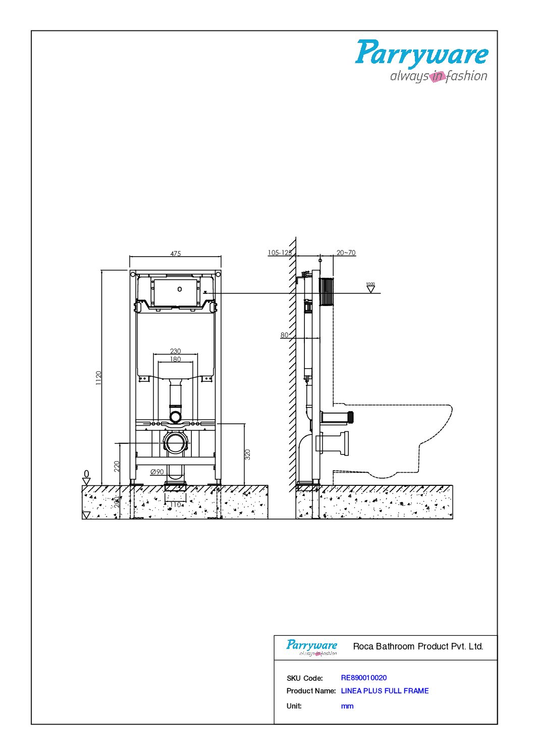 LINEA PLUS - Concealed Cistern with Full Frame - Image 2