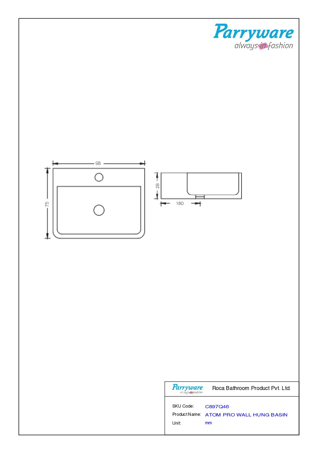 ATOM PRO/PLUS - Wall Hung Basin - Image 2