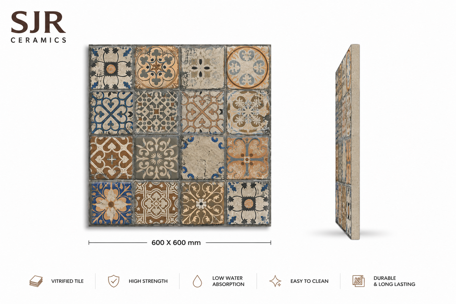 Vintage Mosaic- Wall and Floor Tile 600x600mm - NT3047 - Image 5